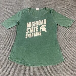 Michigan State Spartans T‎ Shirt Womens Medium Green Pro Edge College Football
